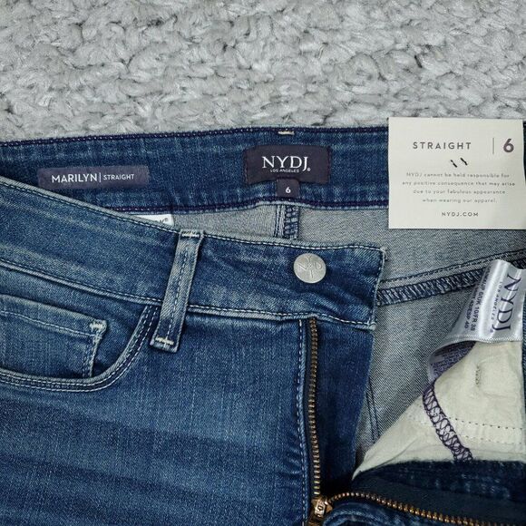 NYDJ Marilyn Straight Leg Stretch Premium Denim Jeans Lift Tuck Size 6 Blue - Picture 5 of 8